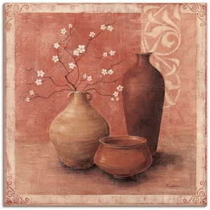 Leinwandbild ARTLAND Frühling im Fergana Tal Bilder Gr. B/H: 100 cm x 100 cm, Vasen & Töpfe, 1 St., braun Leinwandbilder