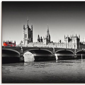 Leinwandbild ARTLAND Houses of Parliament & Themse Bilder Gr. B/H: 120 cm x 90 cm, Großbritannien, 1 St., schwarz Leinwandbilder