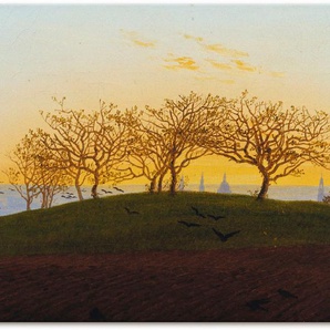 Leinwandbild ARTLAND Hügel mit Bruchacker bei Dresden Bilder Gr. B/H: 120 cm x 80 cm, Wiesen & Bäume, 1 St., orange Leinwandbilder