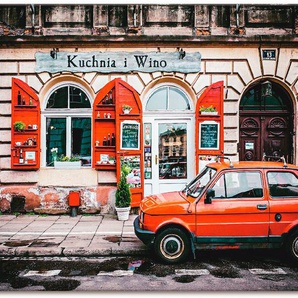 Leinwandbild ARTLAND Kuchnia i Wino in Kraków Bilder Gr. B/H: 120 cm x 80 cm, Auto Querformat, 1 St., rot Leinwandbilder auf Keilrahmen gespannt