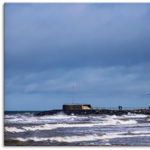 Leinwandbild ARTLAND Mole an der Ostseeküste V Bilder Gr. B/H/T: 90 cm x 60 cm x 1,8 cm, Gewässer Querformat, 1 St., blau Leinwandbilder
