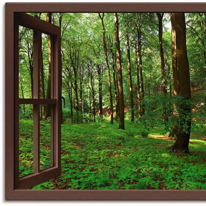 Leinwandbild ARTLAND Panorama Sommerwald, braun Bilder Gr. B/H: 130 cm x 90 cm, Fensterblick Querformat, 1 St., braun Leinwandbilder