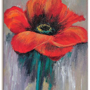 Leinwandbild ARTLAND Roter Mohn II Bilder Gr. B/H: 50 cm x 100 cm, Blumen Hochformat, 1 St., rot Leinwandbilder auf Keilrahmen gespannt