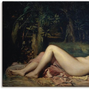 Leinwandbild ARTLAND Schlafende Nymphe. Bilder Gr. B/H: 100 cm x 50 cm, Frau, 1 St., beige (naturfarben) Leinwandbilder