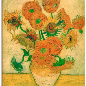 Leinwandbild ARTLAND Sonnenblumen Bilder Gr. B/H: 90 cm x 120 cm, Blumen Hochformat, 1 St., gelb Leinwandbilder
