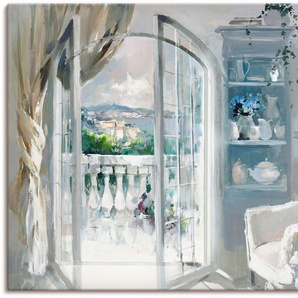 Leinwandbild ARTLAND Sonniger Raum Bilder Gr. B/H: 120 cm x 90 cm, Fensterblick Querformat, 1 St., weiß Leinwandbilder