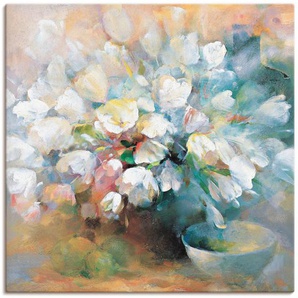 Leinwandbild ARTLAND Strahlend weiße Tulpen I Bilder Gr. B/H: 100 cm x 100 cm, Blumen quadratisch, 1 St., braun Leinwandbilder