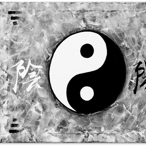 Leinwandbild ARTLAND Ying & Yang_sw Bilder Gr. B/H: 120 cm x 90 cm, Zeichen, 1 St., schwarz Leinwandbilder