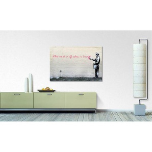 Leinwandbild Banksy No.17 Leinwand Rahmen: Massivholz Fichte, unbehandelt Beige 120 x 80 x 2cm