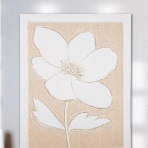 Leinwandbild GILDE Bild Blume auf Tuch Bilder Gr. B/H/T: 60 cm x 80 cm x 2,7 cm, 1 St., beige (creme) Leinwandbilder