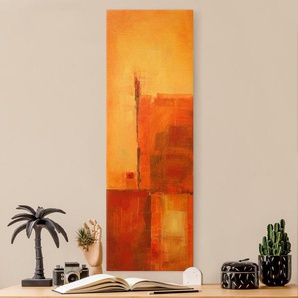 Leinwandbild Gold - Abstrakt Orange Braun - Panorama Hoch