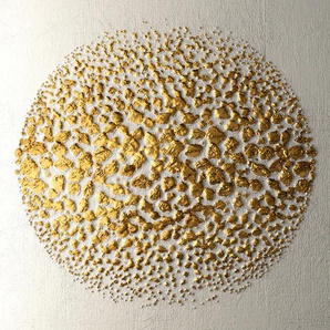 Leinwandbild LEONIQUE Golden Ball Bilder Gr. B/H: 50 cm x 50 cm, quadratisch Abstrakt quadratisch, 1 St., beige (natur) Leinwandbilder