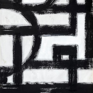 Leinwandbild PLACES OF STYLE Abstrakte Kunst Bilder Gr. B/H/T: 80 cm x 120 cm x 2 cm, schwarz-weiß (schwarz, weiß) Leinwandbilder