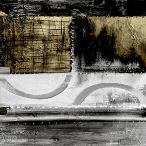 Leinwandbild PLACES OF STYLE Abstrakte Kunst Bilder Gr. B/H/T: 80 cm x 80 cm x 2 cm, goldfarben (grau, schwarz, weiß, gold) Leinwandbilder Bilder
