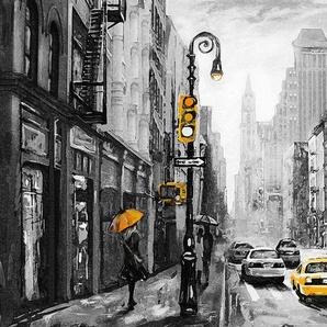Leinwandbild PLACES OF STYLE New York Bilder Gr. B/H/T: 120 cm x 80 cm x 2 cm, bunt (grau, gelb) Leinwandbilder