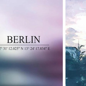 Leinwandbild QUEENCE Berlin Bilder Gr. B/H/T: 100 cm x 40 cm x 2 cm, lila (bunt) Leinwandbilder