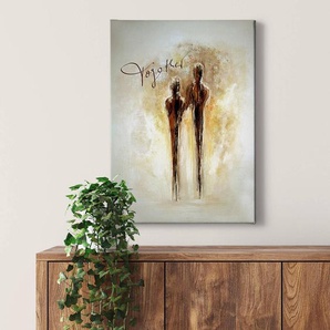 Leinwandbild Together Gold Polyester PVC / Fichtenholz Gold 50 x 70cm