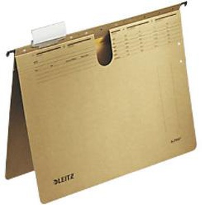 Leitz ALPHA Hängehefter 1914 DIN A4 Kaufmännische Heftung V-Base 15 mm 250 g/m² Naturbraun 100% Recycelter Natron-Karton 25 Stück C1914