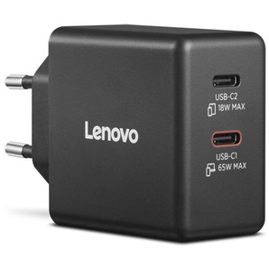 Lenovo Dual USB-C 65W GaN Ladegerät, schwarz G0A6065BEU