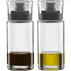 Leonardo Essig-/Ölflasche Cucina, Klar, Schwarz, Glas, 11.9x14.8x61 cm, Deckel, Ausgießer, einfaches Dosieren, Tischkultur & Servieren, Essig &