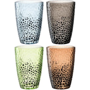 Leonardo Gläserset Matera, Anthrazit, Blau, Grün, Sand, Glas, 4-teilig, 340 ml, 17.8x13.2x17.8 cm, Essen & Trinken, Gläser, Gläser-Sets