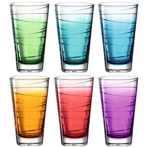 Leonardo Gläserset Vario, Blau, Grün, Orange, Rot, Türkis, Violett, Glas, 6-teilig, 280 ml, Essen & Trinken, Gläser, Gläser-Sets