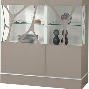 LEONARDO Highboard »Cube«, mit Sicherheitsglas und edlem MDF Holz, Höhe157 cm