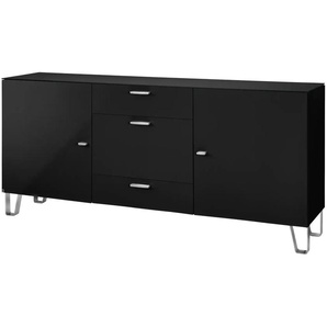 LEONARDO Sideboard Cube - schwarz - Materialmix - 189 cm - 86 cm - cm 42,0 | Möbel Kraft