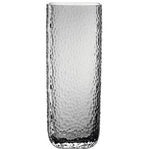 Leonardo Vase, Grau, Glas, 10x26.5x8 cm, handgemacht, zum Stellen, auch für frische Blumen geeignet, Dekoration, Vasen, Glasvasen