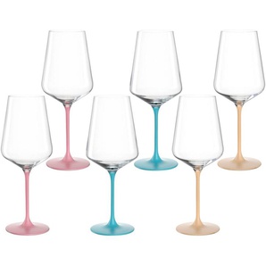 LEONARDO Weinglas Kelchglas BRERA, 560 ml, farbig sortiert, 6er-Set, Glas, spülmaschinengeeignet