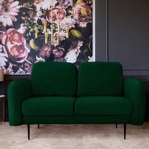 2-Sitzer LEONIQUE Skidi Sofas Gr. B/H/T: 185 cm x 81 cm x 93 cm, Samtoptik, grün (dunkelgrün) 2-Sitzer Sofas