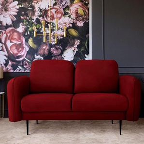 2-Sitzer LEONIQUE Skidi Sofas Gr. B/H/T: 185 cm x 81 cm x 93 cm, Samtoptik, rot (dunkelrot) 2-Sitzer Sofas