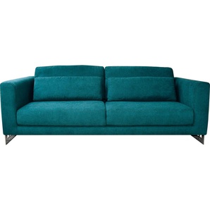 Leonique 3-Sitzer New York, Petrolblaues 3-Sitzer Sofa, Edelstahlgestell, 175x84x96, Sitzhöhe 44cm