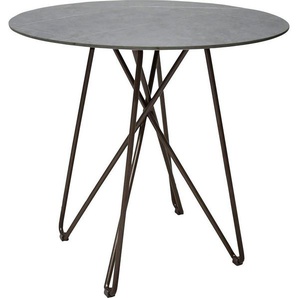 Leonique Beistelltisch LAYLA, rund, schwarzes Gestell, Keramik, Marmoroptik