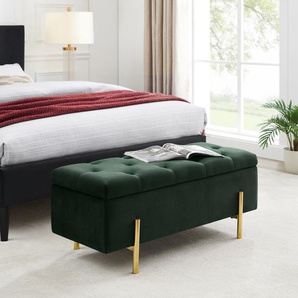 Bettbank LEONIQUE Aubrey Sitzbänke Gr. B/H/T: 100 cm x 42,5 cm x 40 cm, Luxus-Microfaser, grün Bettbänke Sitzfläche gesteppt, mit Strauraum