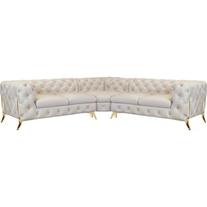 Leonique Chesterfield-Sofa Amaury L-Form, Chesterfield-Optik, Breite/Tiefe je 262 cm, Fußfarbe wählbar