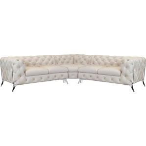Leonique Chesterfield-Sofa Amaury L-Form, Chesterfield-Optik, Breite/Tiefe je 262 cm, Fußfarbe wählbar