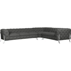 Leonique Chesterfield-Sofa Amaury L-Form, großes Ecksofa, Chesterfield-Optik, Breite 323 cm, Fußfarbe wählbar