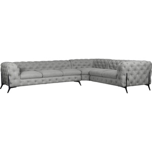 Leonique Chesterfield-Sofa Amaury L-Form, großes Ecksofa, Chesterfield-Optik, Breite 323 cm, Fußfarbe wählbar