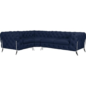 Leonique Chesterfield-Sofa Amaury L-Form, moderne Chersterfield-Optik, Breite 262 cm, Fußfarbe wählbar