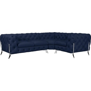 Leonique Chesterfield-Sofa Amaury L-Form, moderne Chersterfield-Optik, Breite 262 cm, Fußfarbe wählbar