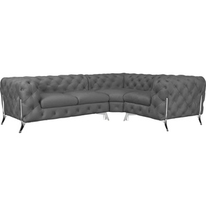 Leonique Chesterfield-Sofa Amaury L-Form, moderne Chersterfield-Optik, Breite 262 cm, Fußfarbe wählbar