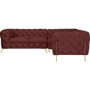 Leonique Chesterfield-Sofa Amaury L-Form, moderne Chersterfield-Optik, Breite 262 cm, Fußfarbe wählbar
