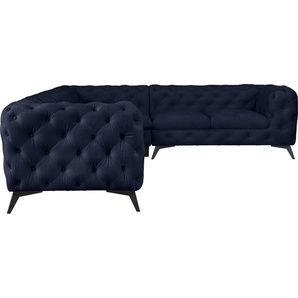 Leonique Chesterfield-Sofa Ecksofa GLYNIS L-Form mit Wellenunterfederung, Maße B/T/H 323/264/75cm, aufwändige Knopfheftung, moderne Chesterfield Optik, Fußfarbe wählbar