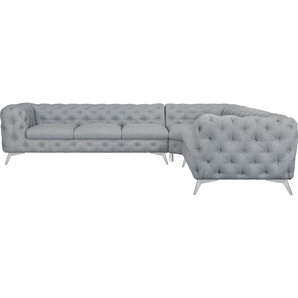 Leonique Chesterfield-Sofa Ecksofa GLYNIS L-Form mit Wellenunterfederung, Maße B/T/H 323/264/75cm, aufwändige Knopfheftung, moderne Chesterfield Optik, Fußfarbe wählbar