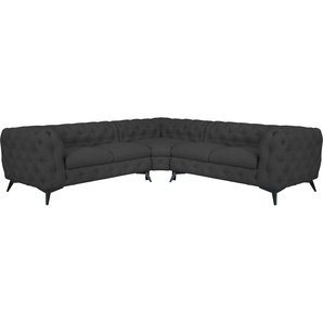 Leonique Chesterfield-Sofa Ecksofa GLYNIS L-Form mit Wellenunterfederung, Maße B/T/H 264/264/75cm, aufwändige Knopfheftung, moderne Chesterfield Optik, Fußfarbe wählbar