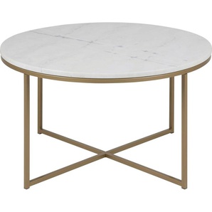 ACTONA GROUP Couchtisch Alina, Guangxi Marmor Tischplatte mit Metallgestell, Rund Ø 80 cm, H 46cm
