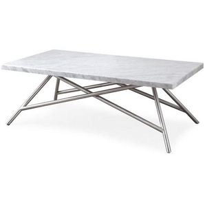 Leonique Couchtisch Coral, Couchtisch, rechteckig, Karrara-Marmor, Edelstahlbeine, 127x71x46