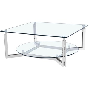 Leonique Couchtisch Milano, Couchtisch, quadratisch, Glas, Chrom, Sicherheitsglas, 100x100x41