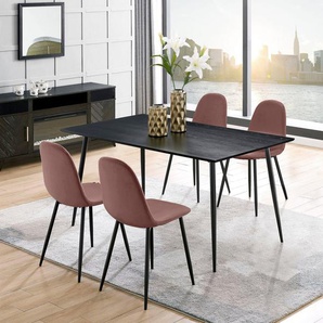 Leonique Essgruppe Eadwine, TOPSELLER! Tisch plus 4 Stühle, Sitzgruppe, (Set, 5-tlg., Esstisch plus 4 Esszimmerstühle), bestehend aus Esstisch 160 cm und 4 Esszimmerstühlen, Polsterstühlen